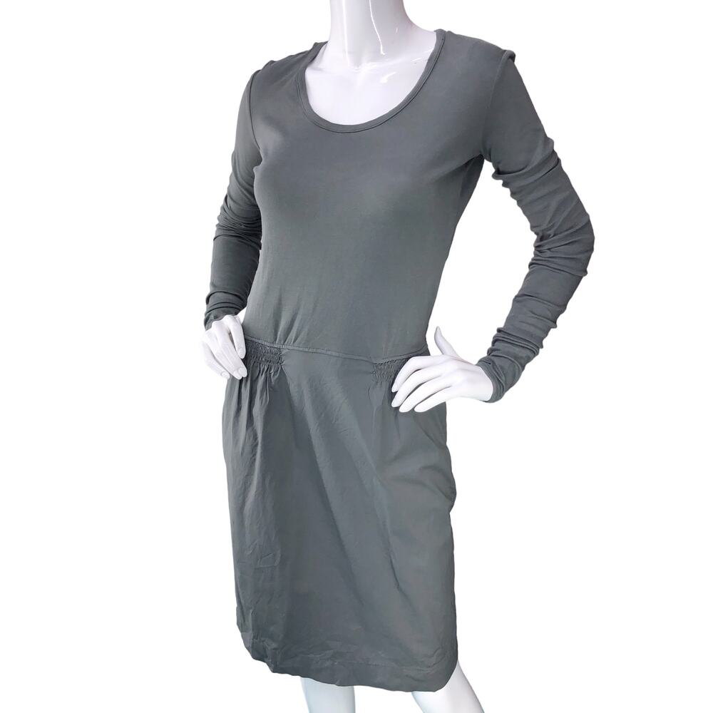 Kristensen DU NORD Womens Size 2 Dress Drop Waist Long Sleeve Cotton Grey